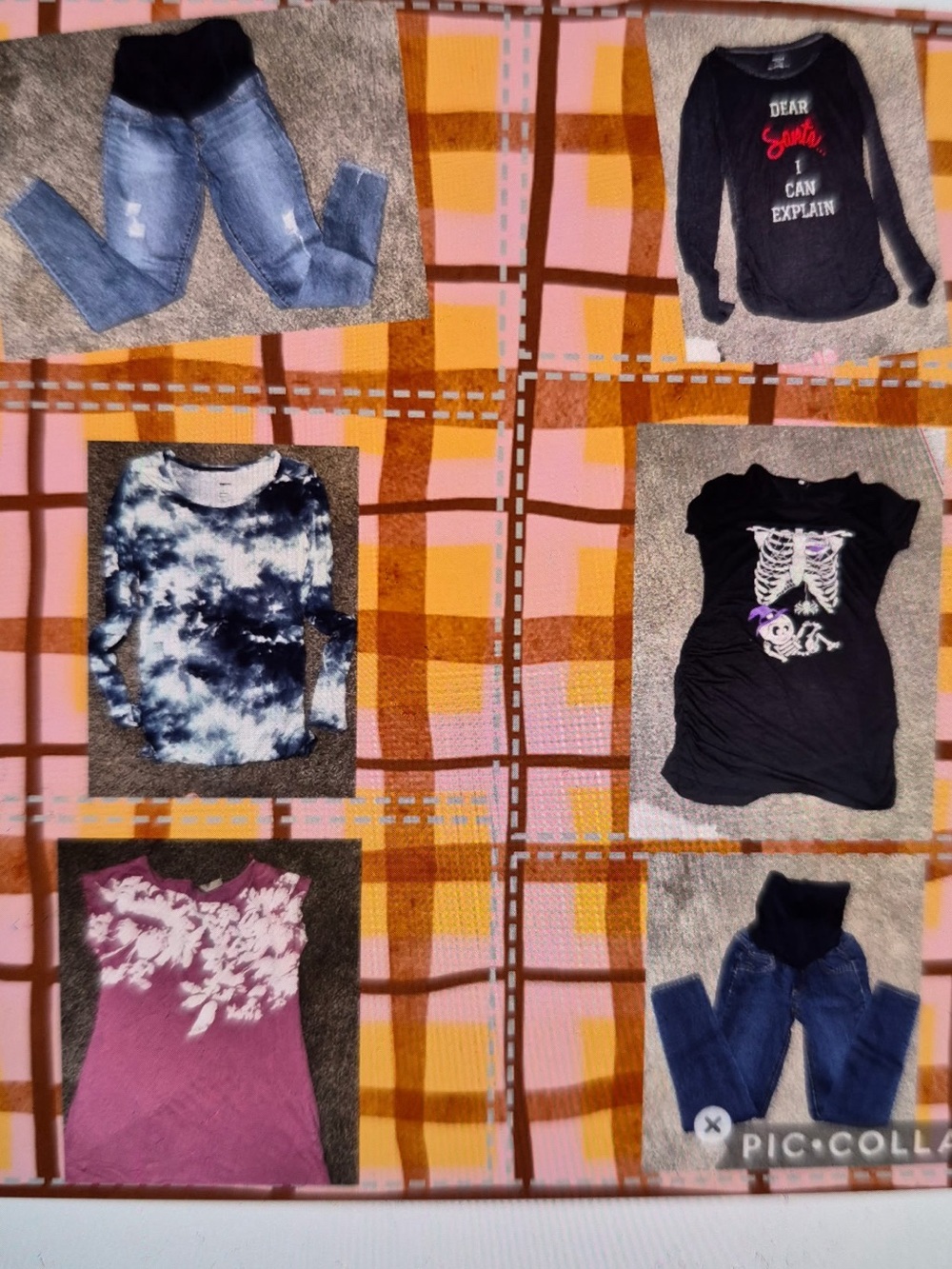 Maternity 3 Graphic Long-Sleeve Tops & 2 Short-Sleeve Tops, 2 Jeans